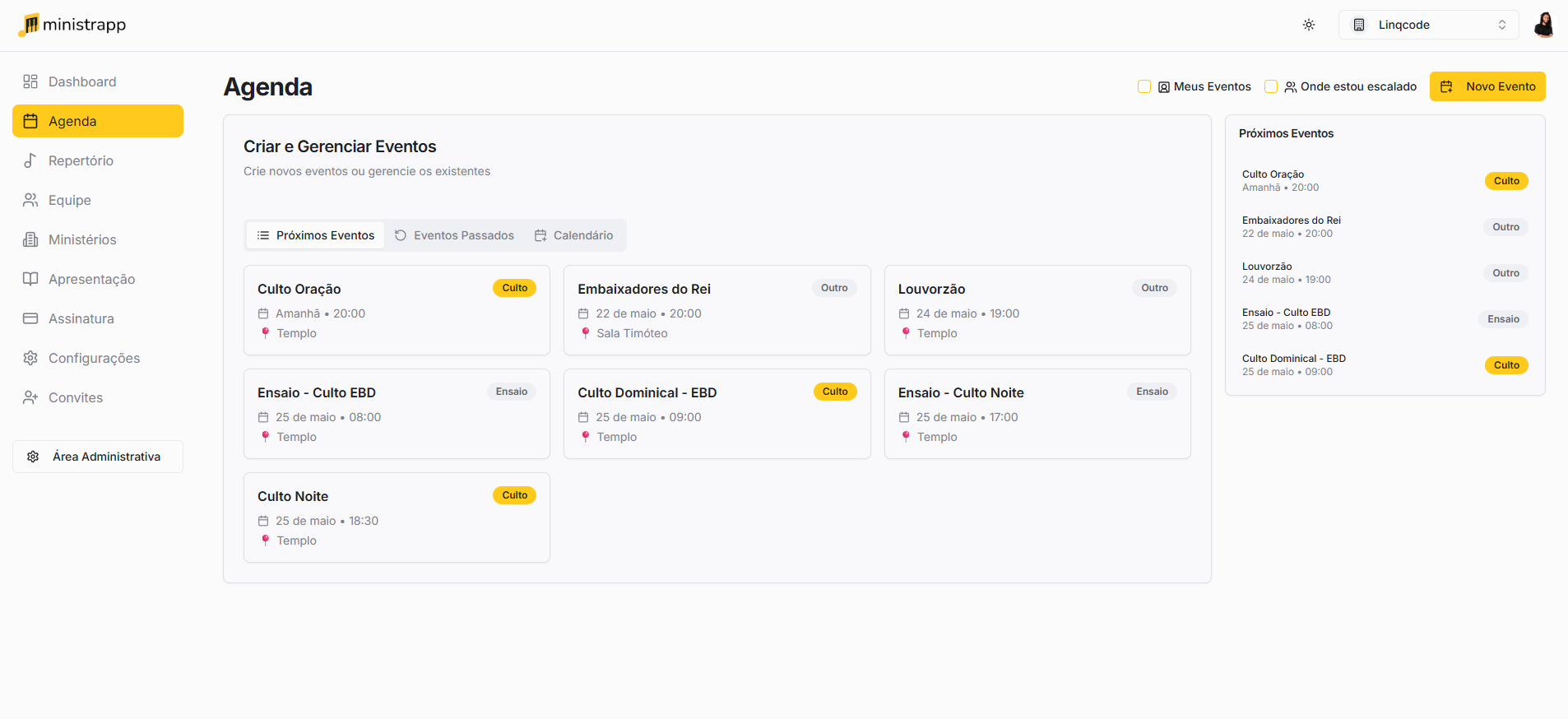 Gerenciamento de Eventos