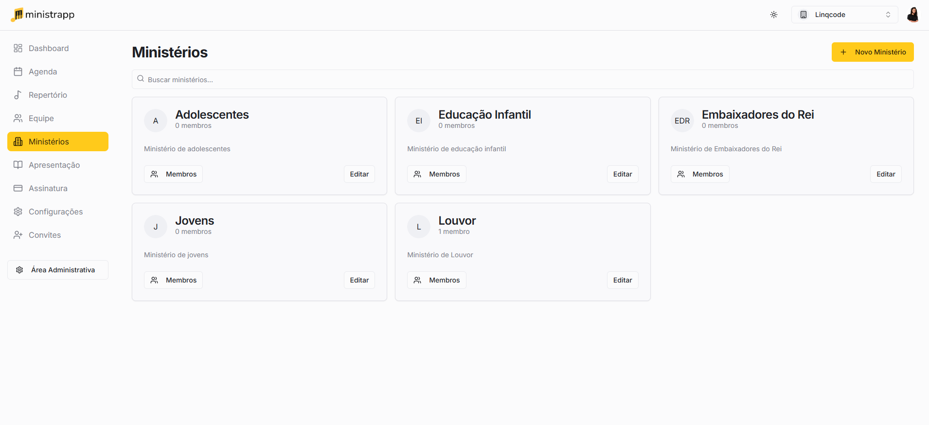 Gerenciamento de Ministérios